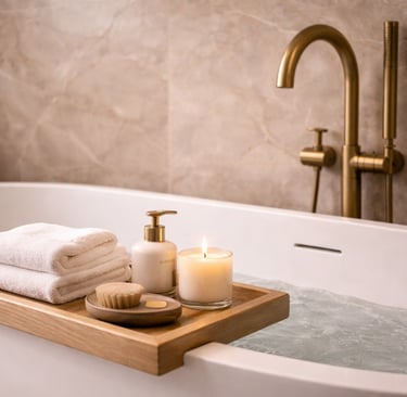 Badkamerrenovatie Costa Blanca met ligbad en bronzen kranen