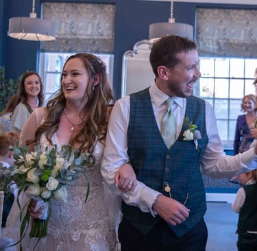 bride and groom walking down the aisle