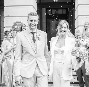 wedding couple outside camden town hall