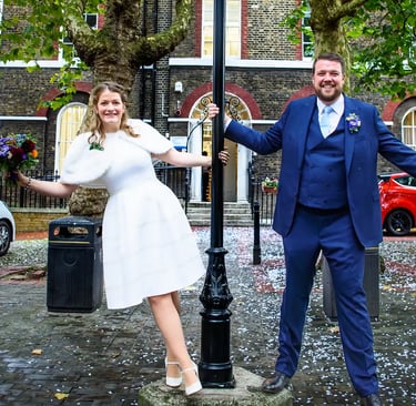 Newly weds outside Southwark Regsitry Office