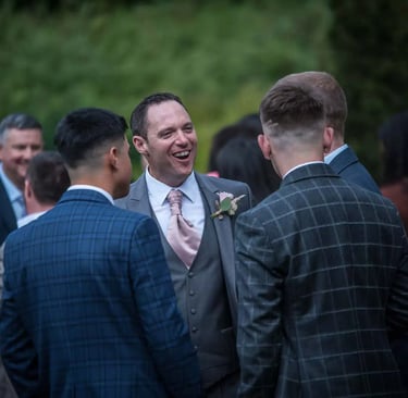wedding guests chatting after the wedding ceremony