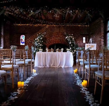 Tudor Barn Eltham wedding set-up