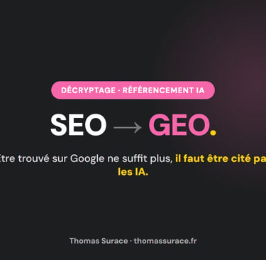 GEO : être trouvé sur Google ne suffit plus, il faut être cité par les IA.