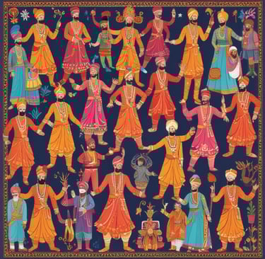 A vibrant display of colorful Indian fabrics and embroidered textiles folded neatly.