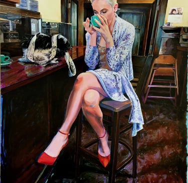 Red Shoes, 48" x 60" Acrylic on canvas, 2019