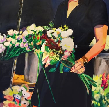 Karim's Flower Shop, 49" x 65" Acrylic on canvas. 2018