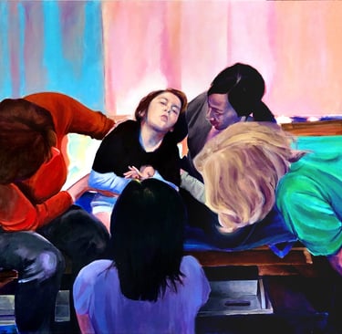 The Caregivers, 56" x 72" Acrylic on canvas, 2019