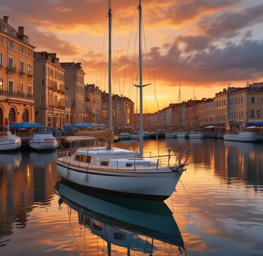Close-up of a wooden deck with polished railings and the sea stretching to the horizon.