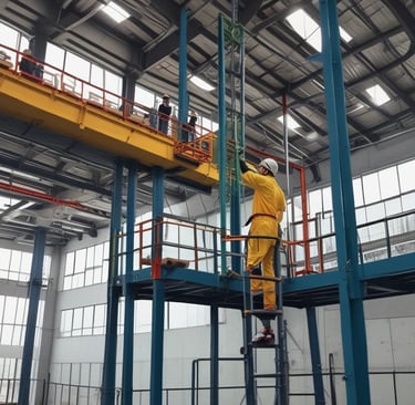 Image showing a Zion Engenharia team performing a safety line installation on a building.