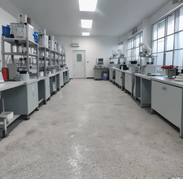 Wide shot of the Padma Plast factory floor showing machinery and workers in action.