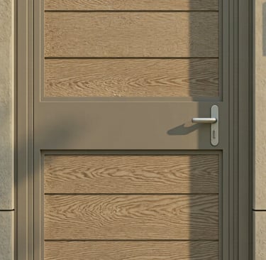 Quartz Grey Gate frame with different colour panels  