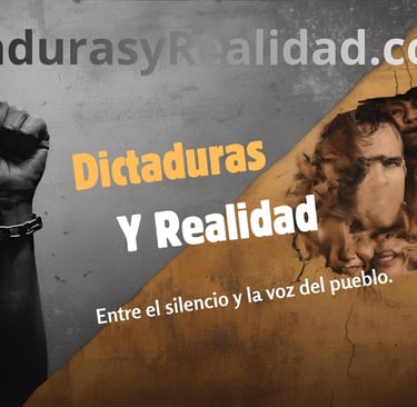 Handcuffed fists and human faces behind a cracked wall representing dictatorships and reality.