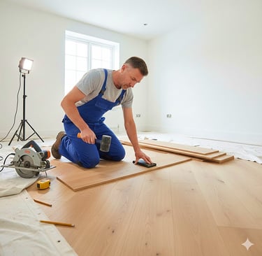 Pose parquet dans chambre par P.S.Immo