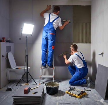 Pose grande Faïence de salle de bains par P.S.Immo