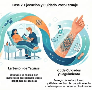 sesión y cuidados del tatuaje