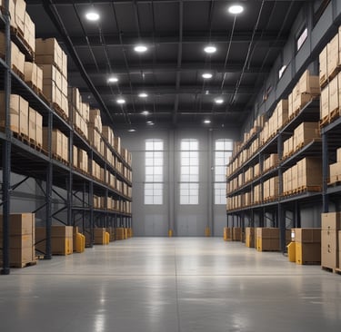 A welcoming modern real estate office with bright lighting and property listings displayed.