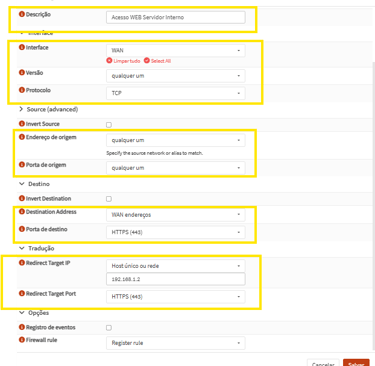 Liberando o WEB (Porta 443) no OPNsense