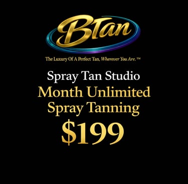 BTan, LLC unlimited monthly spray tanning studio ad promoting custom Norvell tanning in Lexington KY