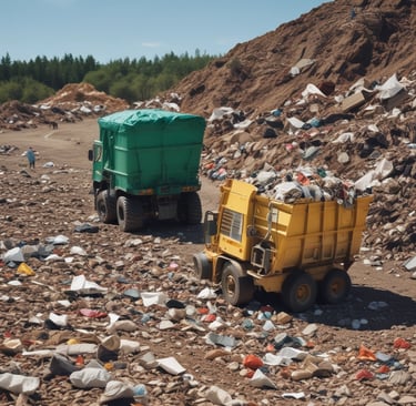 Close-up of recycled materials sorted and processed at the 10,000m² waste treatment facility.