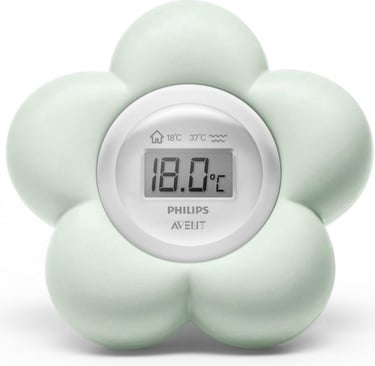Digitale baby badthermometer in de vorm van een diertje met temperatuurdisplay.
