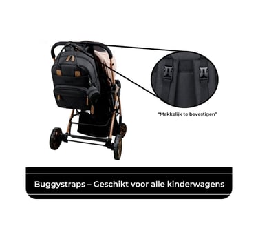 Zedar luiertas rugzak bevestigd aan een kinderwagen - optimaal georganiseerd onderweg