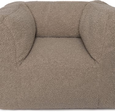 Luxe bouclé kinderstoel in de kleur beige voor een hippe en warme uitstraling