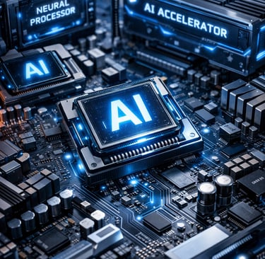Chips e placas de hardware de alto desempenho voltados para IA.