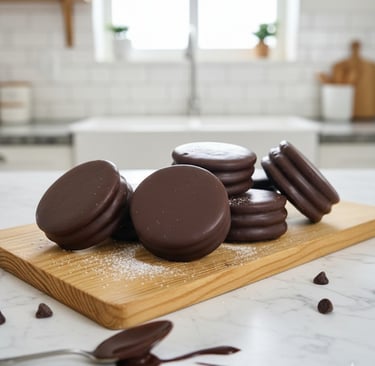 Alfajores tradicionales de Cocina con Ely, elaborados con suaves capas de masa rellenas con cremoso 