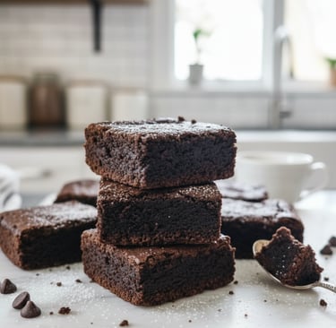 Brownies artesanales de Cocina con Ely, preparados con intenso chocolate y chips de chocolate, de te