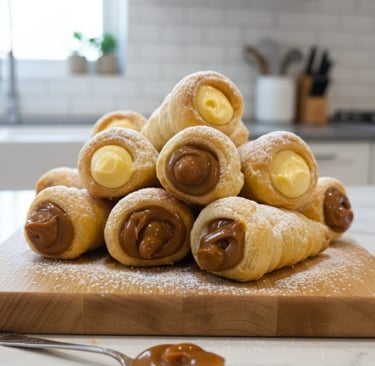 Cachitos artesanales de Cocina con Ely, preparados con masa suave y horneada, rellenos con crema pas