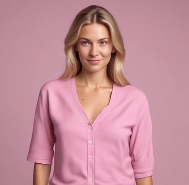Photo of a happy woman holding freshly cleaned hotel linens.