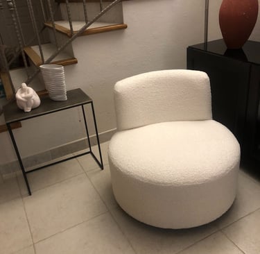 Recouvrage d'un fauteuil en tissu bouclette