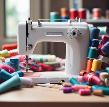 a black sewing machine sitting on top of a table