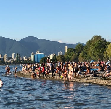Kitsilano Beach looking north to the mountains