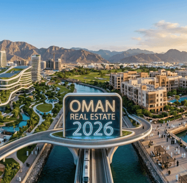 Real Estate Investment Oman 2026, View of Al Mouj Muscat Marina and Sultan Haitham City future devel