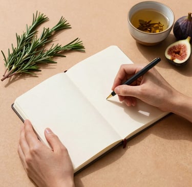 La imagen enseña una consultora gastronómica que irá tomar nota de la consultoría.