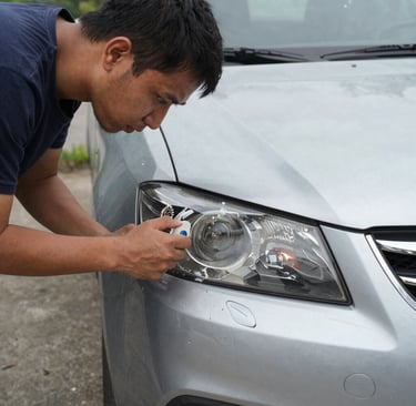 white vehicle with blue neon headlight bulb