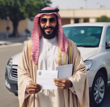 A happy middle-aged man smiling confidently after securing car financing.