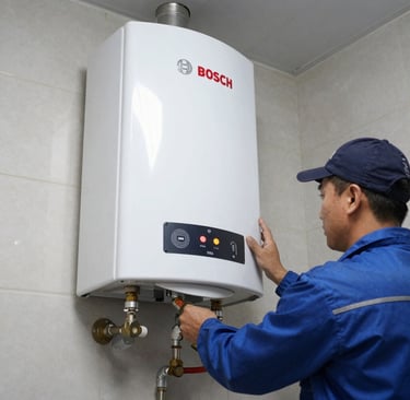 Service van with Tecnimarca logo parked outside a home in Chapinero