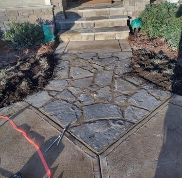 flagstone medallion joining concrete