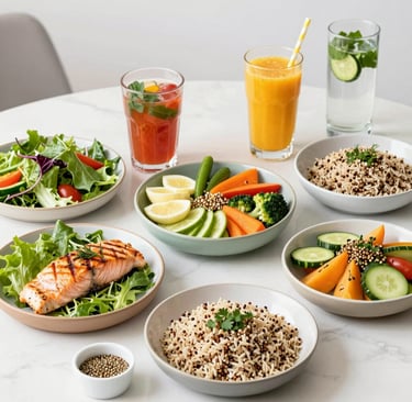 Workers enjoying their freshly delivered meals in a bright, comfortable office setting.
