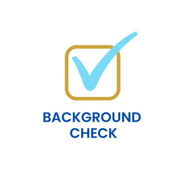 Checklist icon with a check mark next to the text “Background Check” on a clean background.