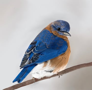 Eastern Blue bird perched on a branch