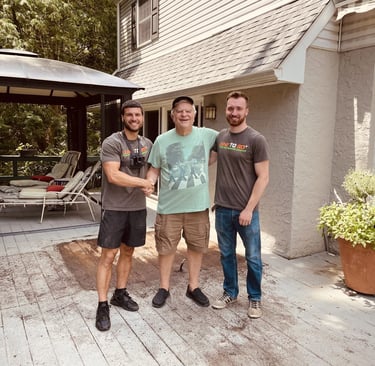 Happy Montgomery County customer with Junk To Go specialists.