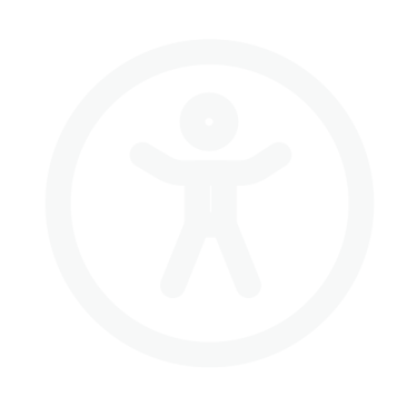 White universal accessibility icon showing a human figure in a circle on a black background.