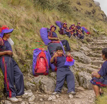 Our great inca trail porters resting 
