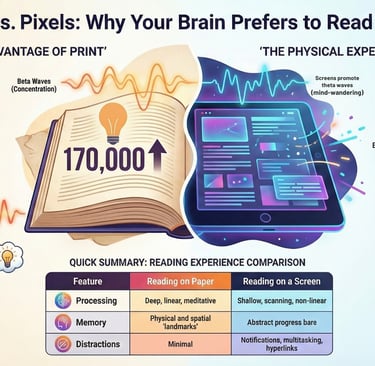 Infographic showing the advantages of print over digital screens