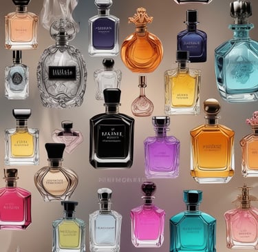 A stylish perfume bottle with a minimalist design placed on a marble countertop