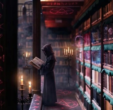 a person standing in front of a bookcase