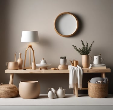 Close-up of sleek luxury packaging stacked neatly on a polished shelf under soft lighting